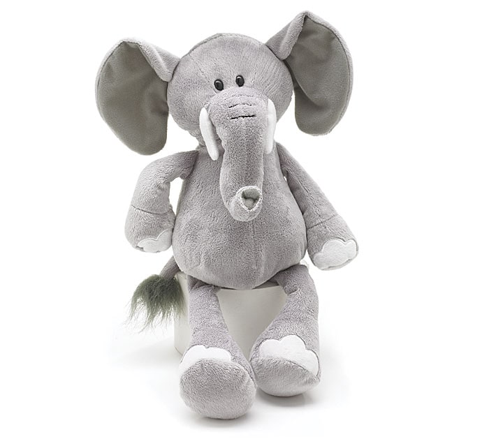 Plush Gray Elephant with Floppy Legs